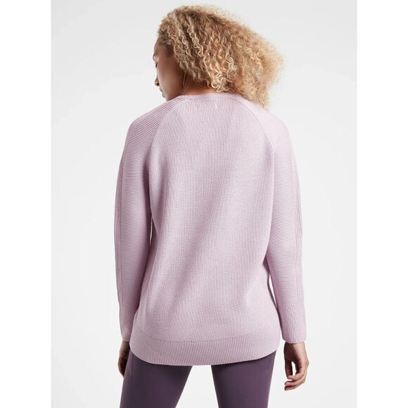ATHLETA Purple Hanover Merino Wool Blend Knit Oversized V-Neck Sweater Size XS - Picture 3 of 9
